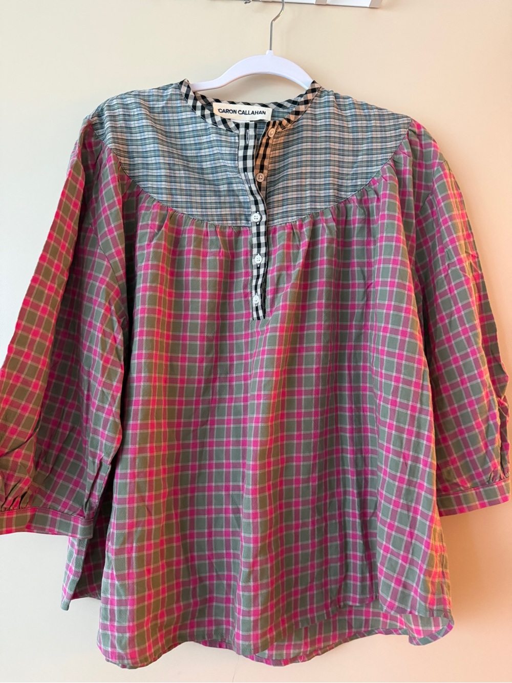 Caron Callahan Clara Top in Petunia Plaid, size large